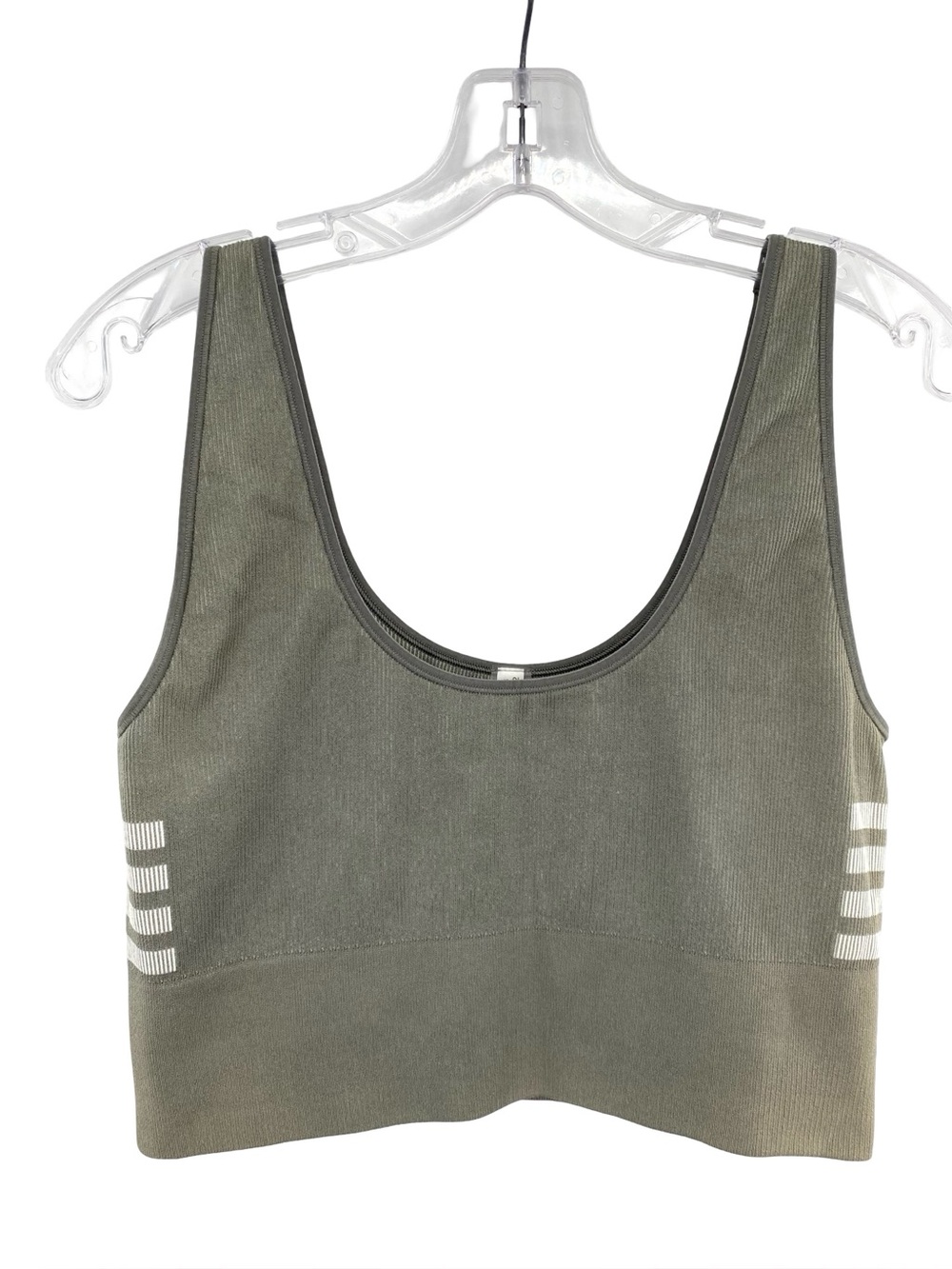 Outdoor Voices Seamlessrib Longline Sports Bra Size XL Taupe Green